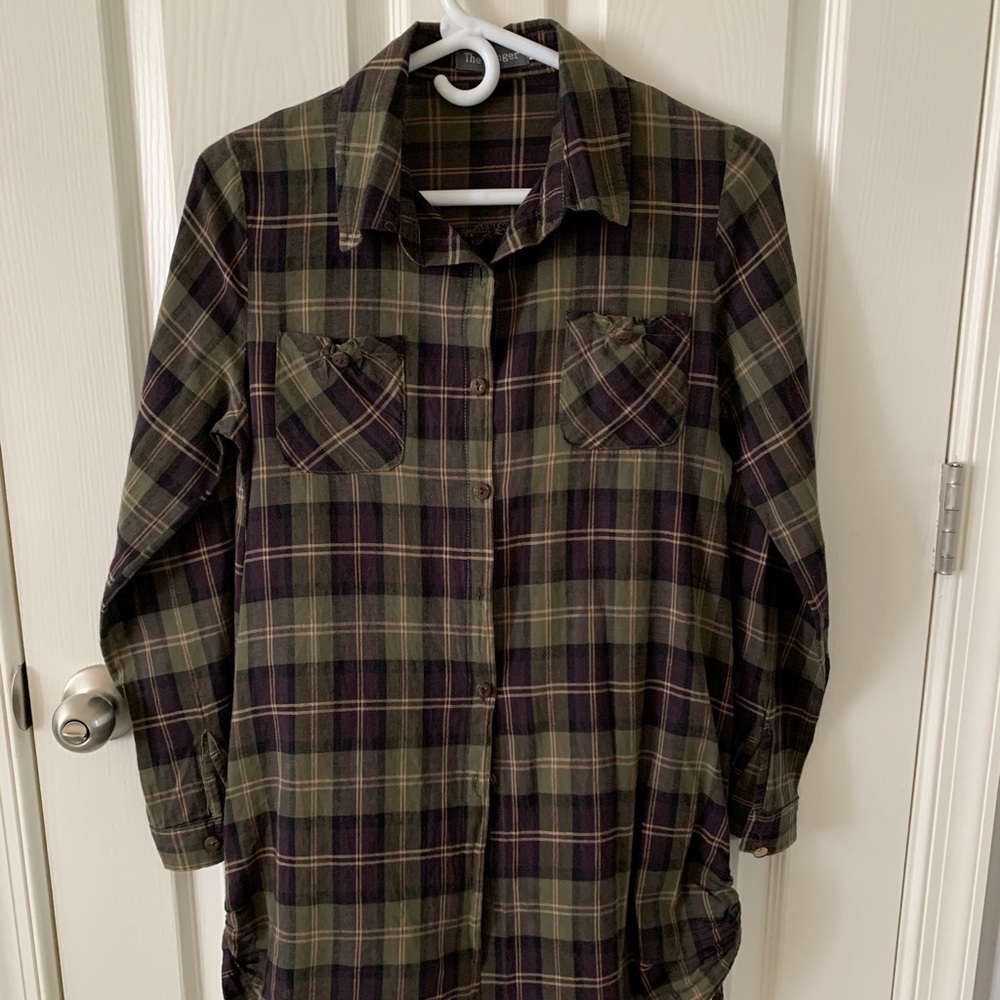 Longer length button down top